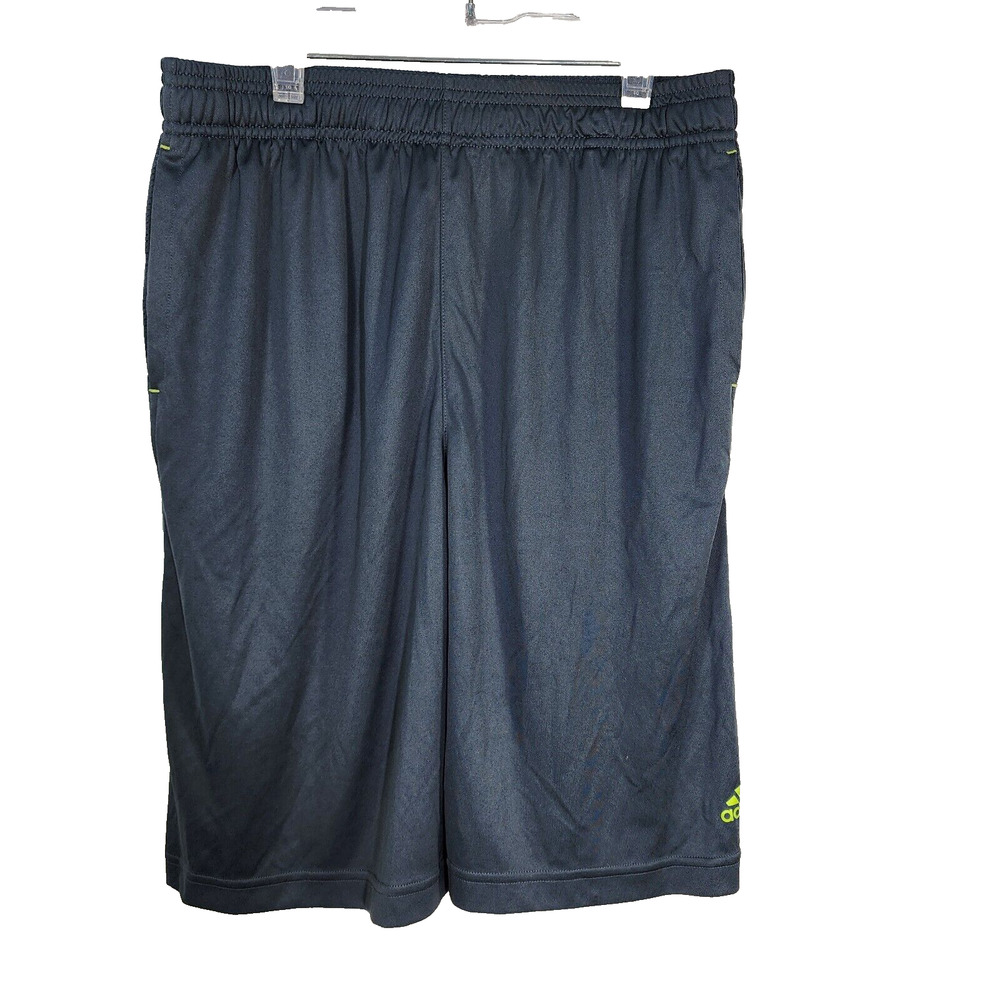 Adidas Boys Shorts Large 14-16 Gray Elastic Drawstring Waist Athletic Pockets